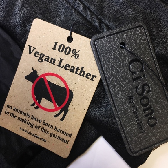 Ci Sono by Cavalini Black Vegan Leather Jacket L - Picture 5 of 8